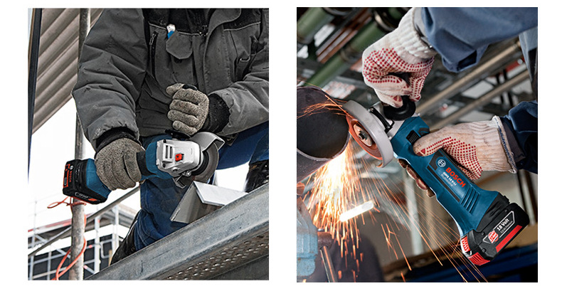 德国博世充电式角磨机18v锂电无线打磨抛光切割手磨机100mm手砂轮