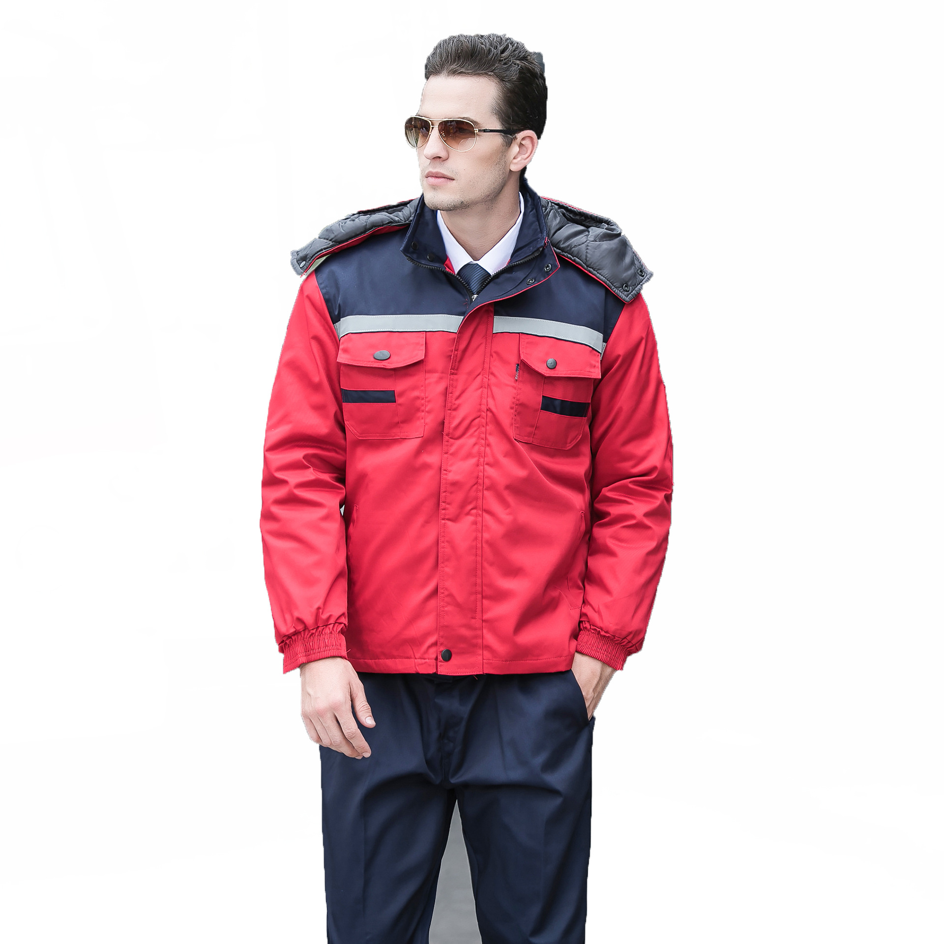 劳保工作服厂服工作服棉服连帽加厚保暖防寒服车间保安棉衣工服冬