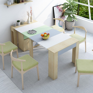 餐桌椅组合现代简约小户型可伸缩餐桌北欧折叠多功能家用吃饭桌子