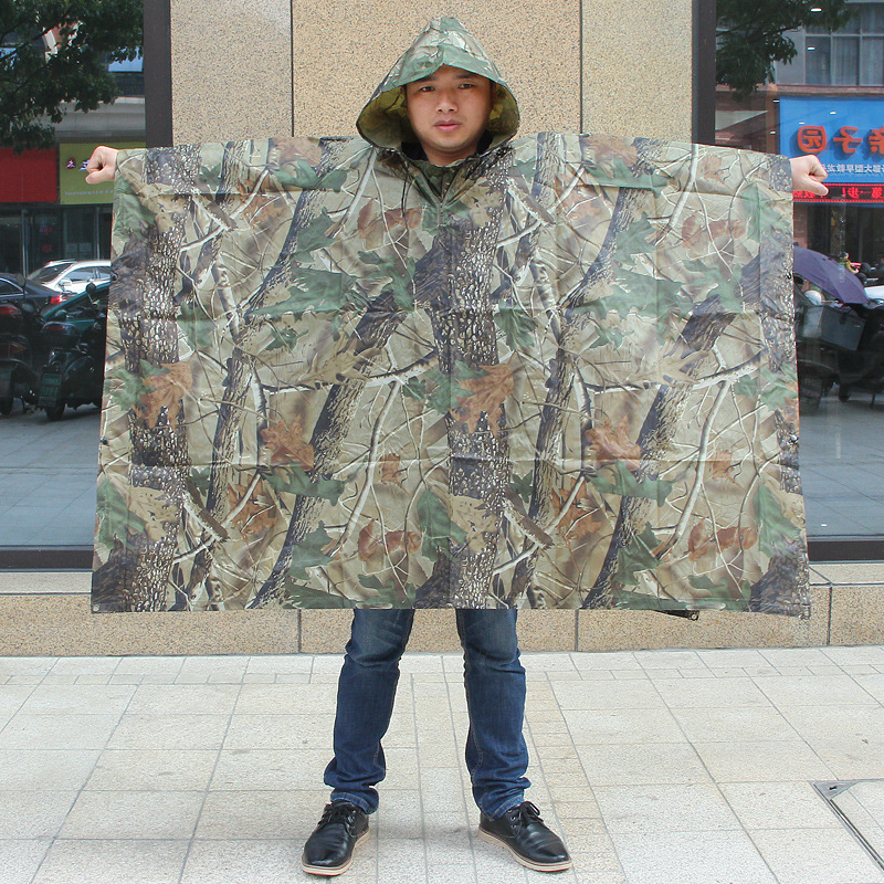 Adult Men's Fashion Outdoor Hiking Climbing Multifunctional Three-in-One Camouflage Raincoat Cloak Polyester Tent