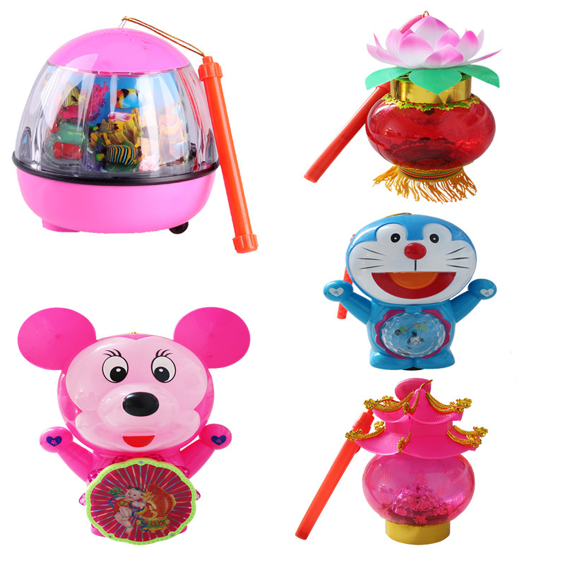 新年礼品灯笼儿童手提音乐发光卡通电动塑料灯笼玩具地摊夜市批发