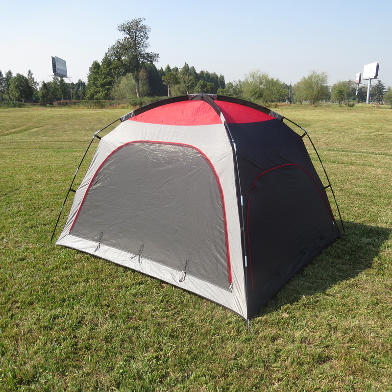 高档单层四人野营帐篷四面全开门通风效果好野餐帐篷