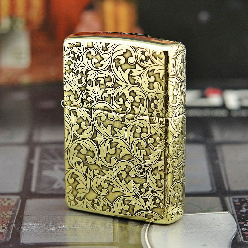 正品zippo 纯铜环绕精雕 富贵唐草g9