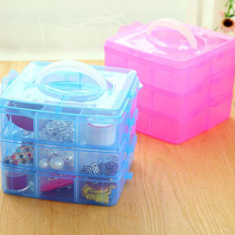 Small Three-Layer Storage Box Creative Detachable Plastic Case Small Items Ornament 18 Grid Desktop Storage Box Jewelry Box