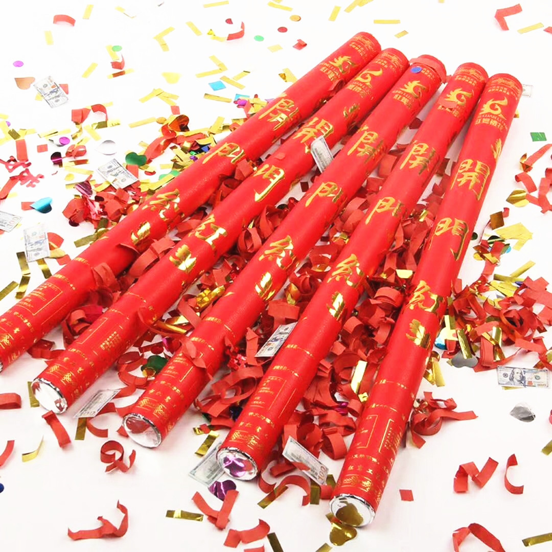 礼花筒结婚用品开业庆典派对花瓣手持礼宾花彩带开工礼炮