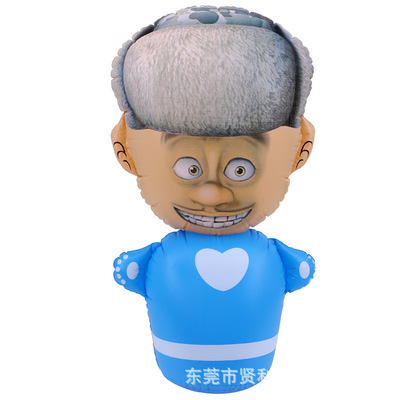 厂家定制充气不倒翁 光头强卡通小号儿童充气玩具装沙卡通不倒翁
