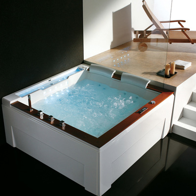 亚克力双人浴缸情侣嵌入式浴缸裙边冲浪按摩浴缸工程浴缸