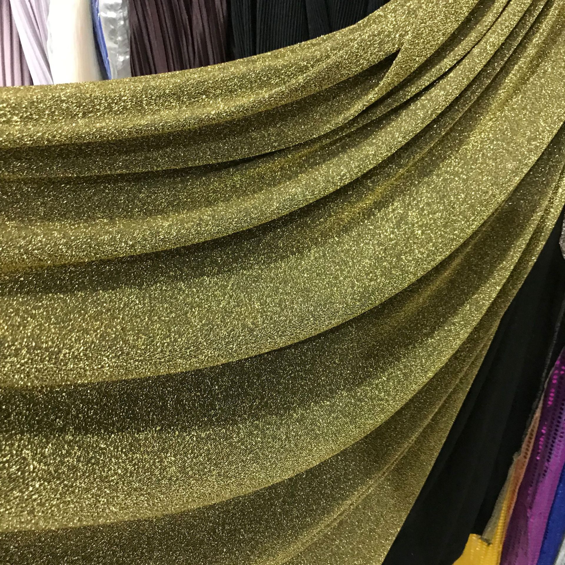 170gms金银丝 锦纶尼龙氨纶金属丝布料亮丝 打底衫四面弹针织面料