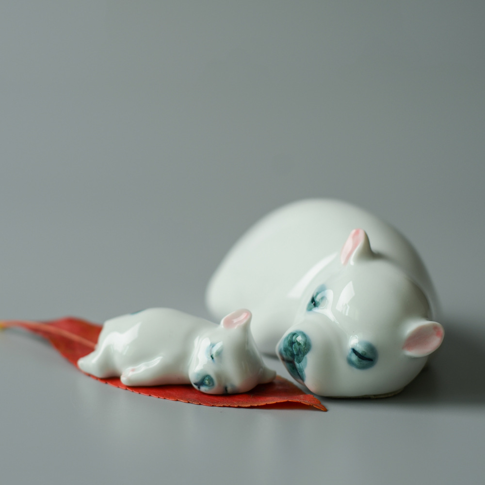 创意陶瓷可爱小动物摆件客厅装饰工艺品现代简约家居陈设狗萌物犬