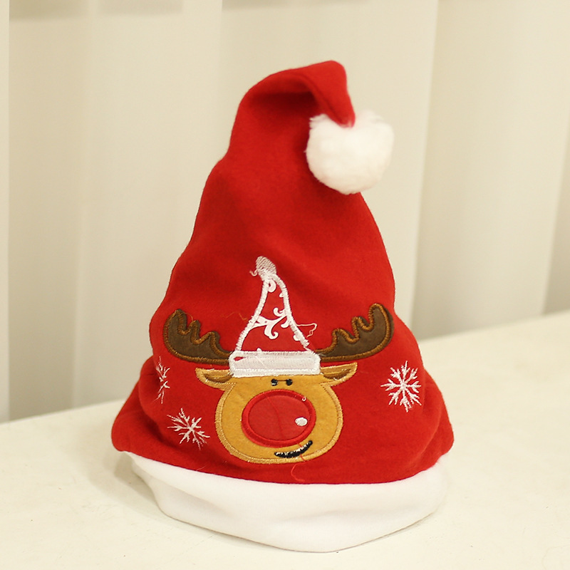 Christmas Decorations Christmas Gifts for the Elderly Adult Cap Machine Embroidery Snowflake Christmas Hat Foreign Trade Mingguan New Product