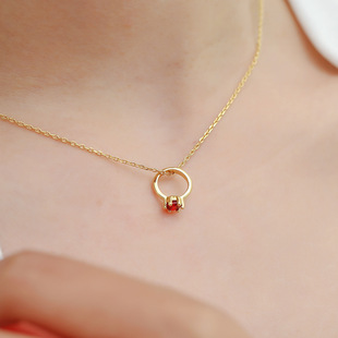 s925纯银项链女 钻戒形状锁骨链 精致镶钻戒指指环韩国银饰品批发