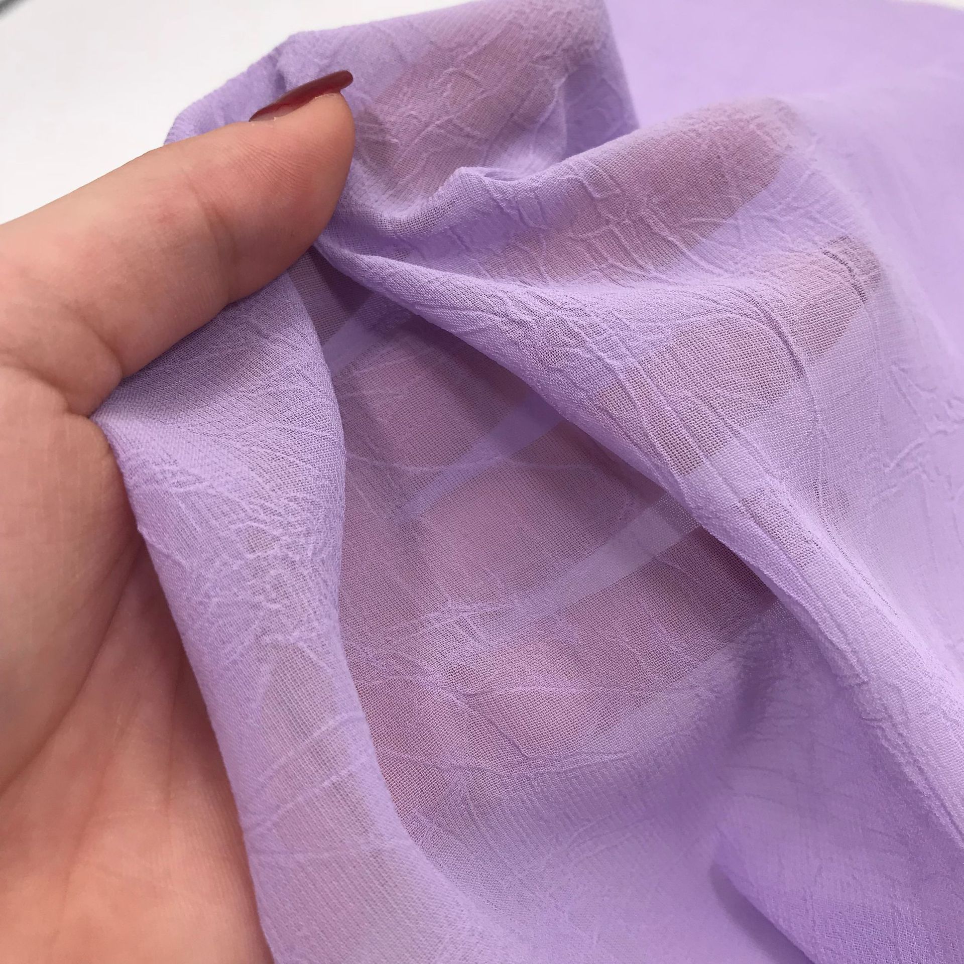 现货 涤纶净色雪纺面料 75d手抓花微皱布 春夏女装防晒衣衬衫面料