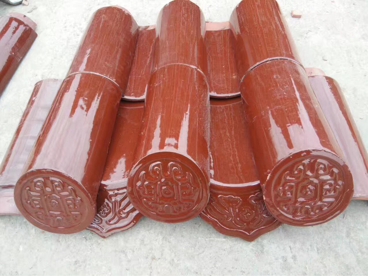 宜兴厂家陶瓷琉璃瓦 陶土仿古金黄色庙宇古建瓦片定制勾头滴水