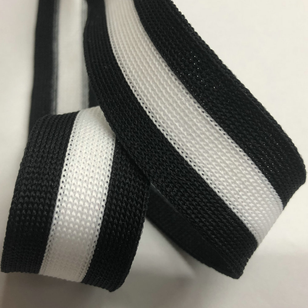 (腾来)现货供应25mm横拉针织带黑白针织带服装裤边织带