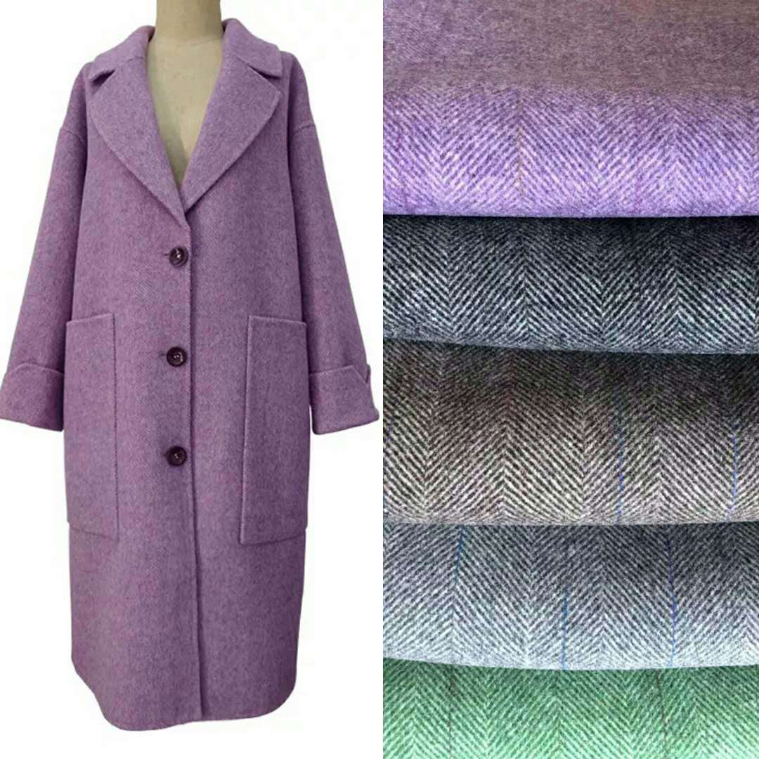双面羊绒人字女装大衣毛呢面料