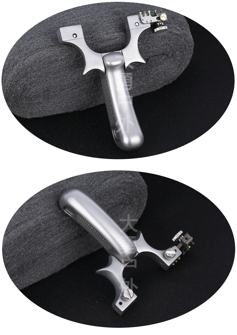 惊魂扁皮弓不锈钢440惊魂扁皮快压弓tc21钛合金弹弓架户外弹弓器