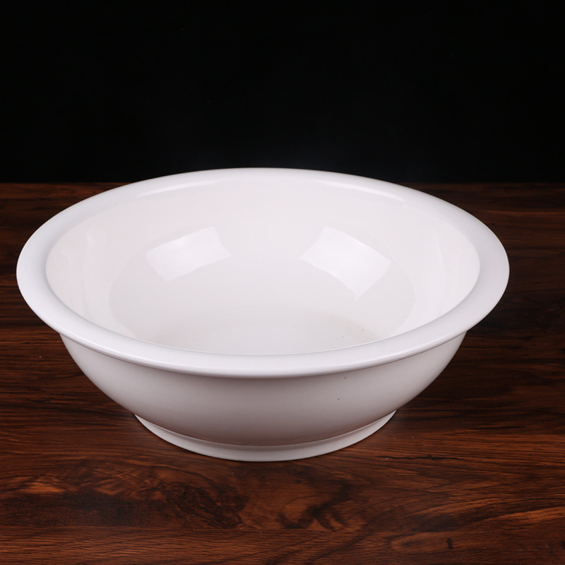 白瓷酒店碗盆餐具 餐馆饭店纯白汤古 白色家用餐具陶瓷汤古饭盆