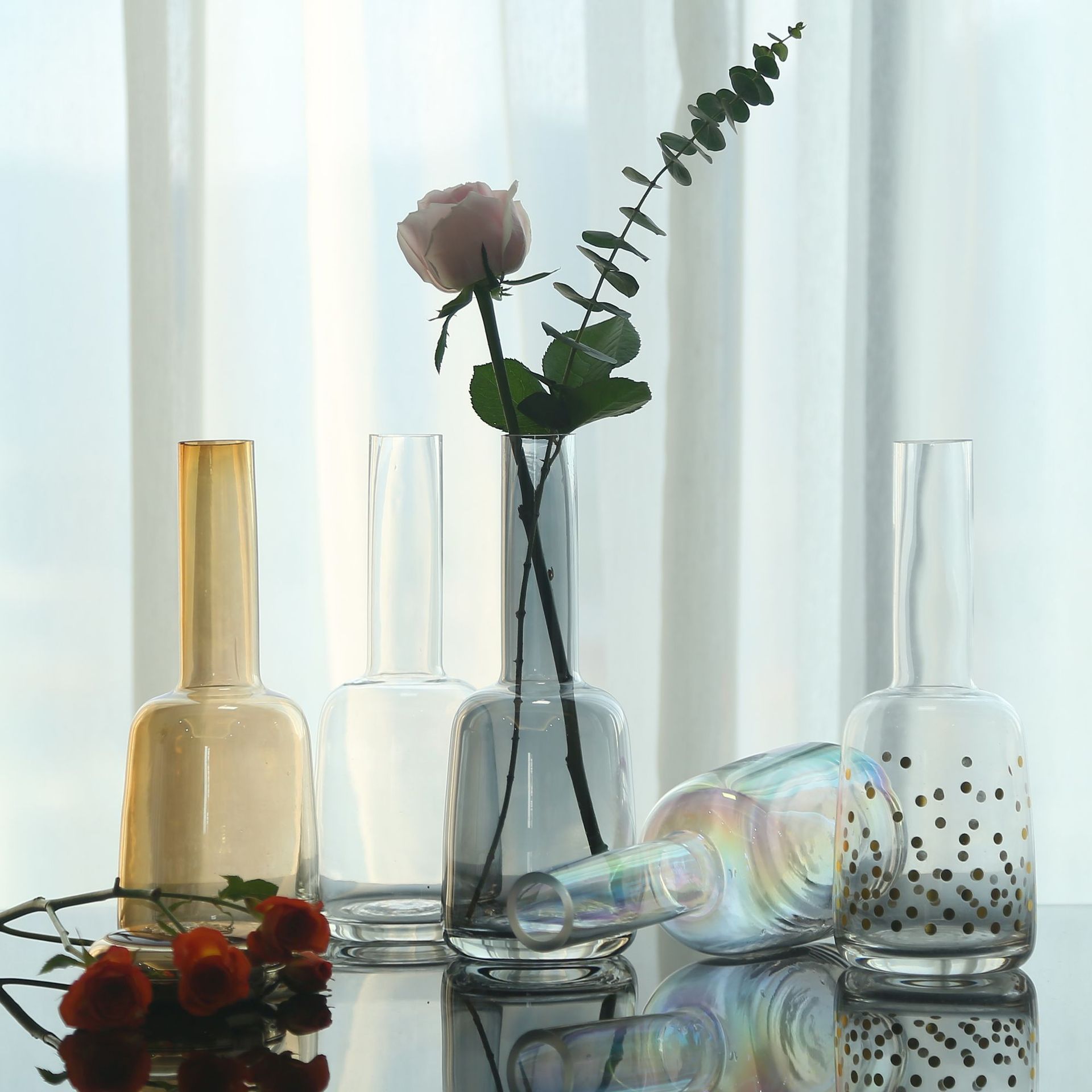 思源姐 创意新品单支小花瓶 北欧ins一枝花玻璃花瓶家居摆件