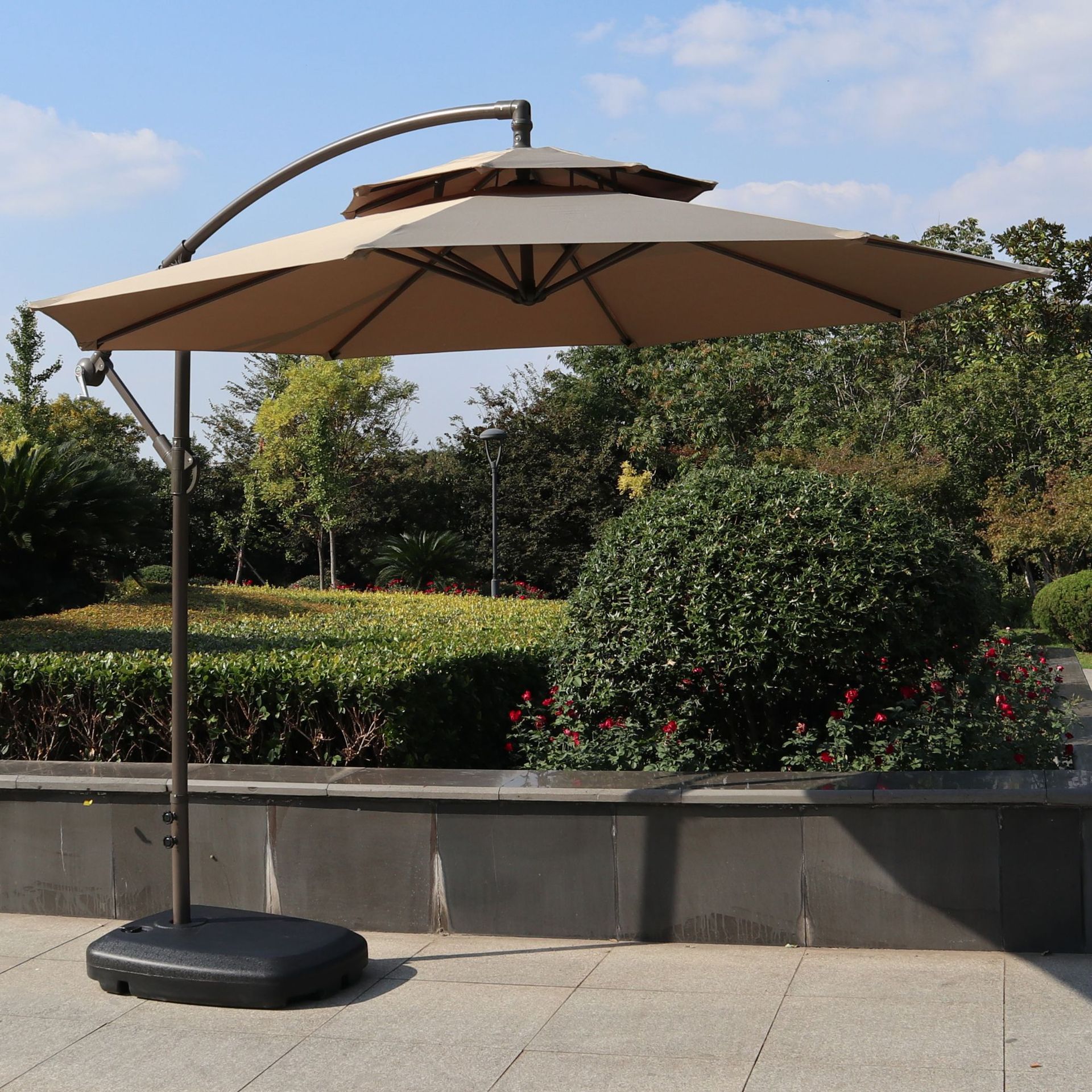 户外遮阳伞庭院定制logo侧立双顶香蕉伞咖啡店豪华休闲遮阳伞