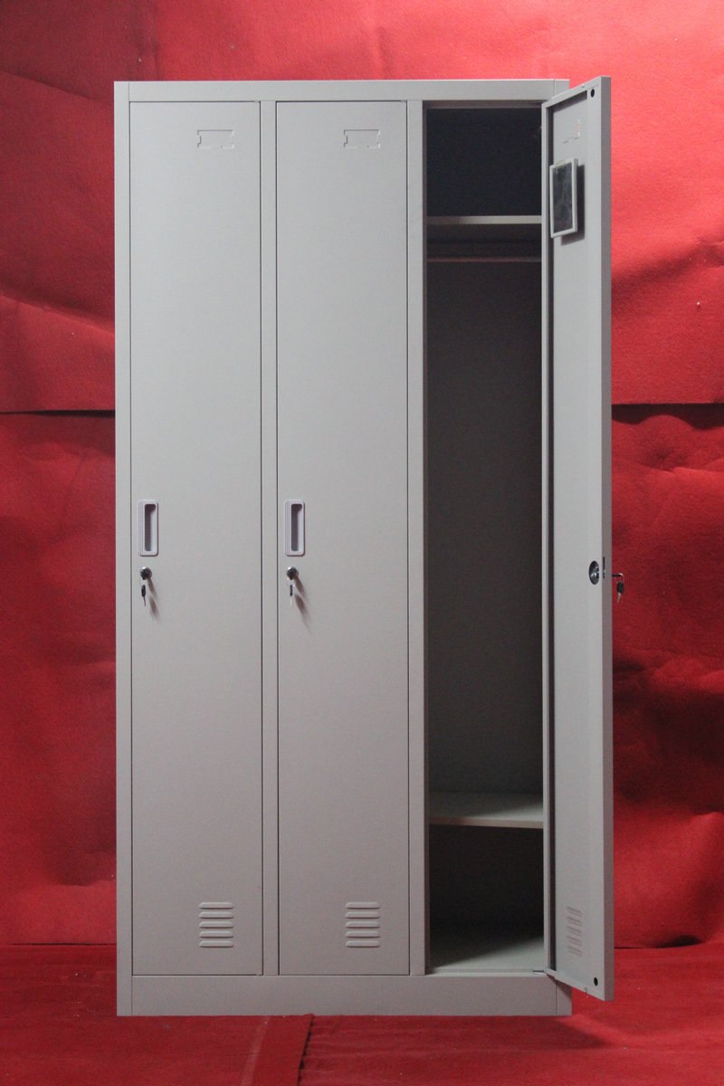 厂家直销钢制三门更衣柜可定制浴室宿舍衣柜大容量办公柜批发
