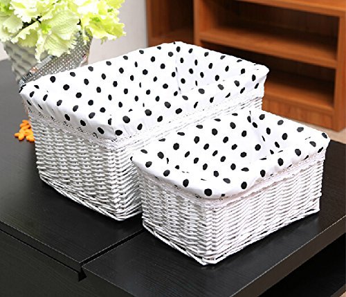 Linyi Factory Direct Supply Supply with Lining Willow Weaving Storage Basket Supermarket Fruit Display Basket Desktop Storage Basket