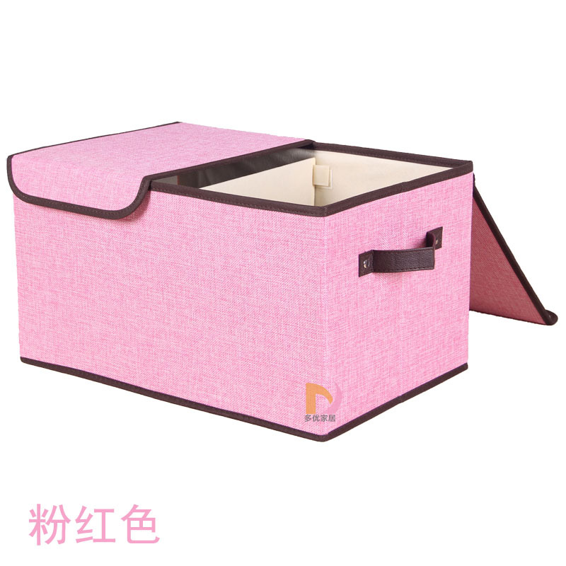 Household Clothes Storage Box Cotton and Linen Fabric Double Cover Clothing Storage Box Large Folding Storage Box Cross-Border