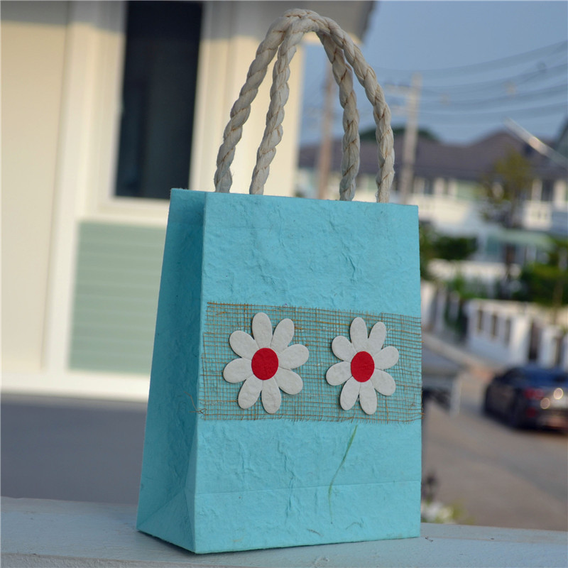 泰国手工礼品袋子纸袋购物袋子古纸花草纸创意首饰礼品纸袋可定做