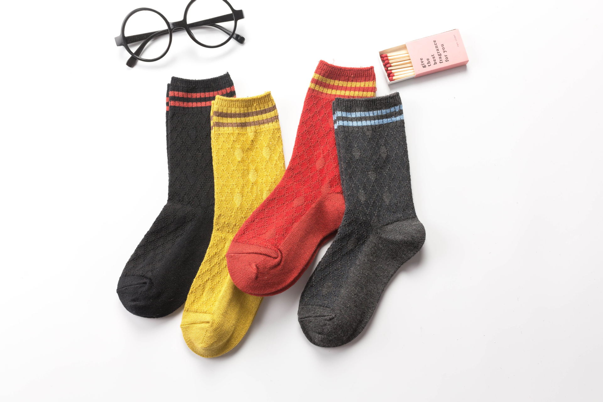 2020韩佩嘉棉质菱形双针工艺柔软舒适透气纯色时尚袜现货批发