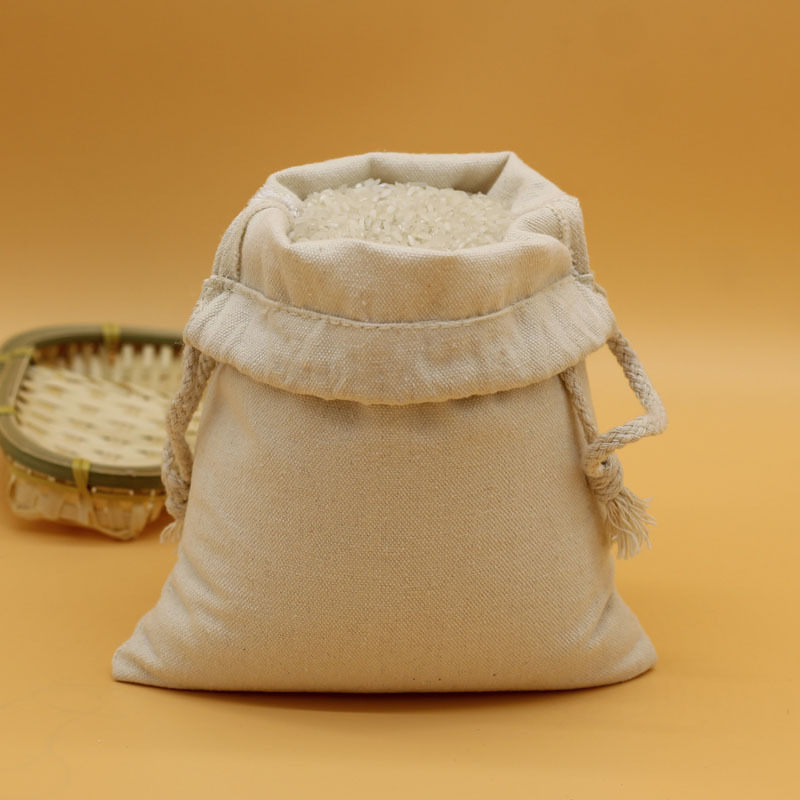 现货大米抽绳麻布袋 购物手提帆布袋 束口棉麻抽绳米袋棉布袋定制