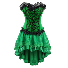 corset 一件代发 塑身衣批发 外贸货源 宫廷束身分体套装 绿色