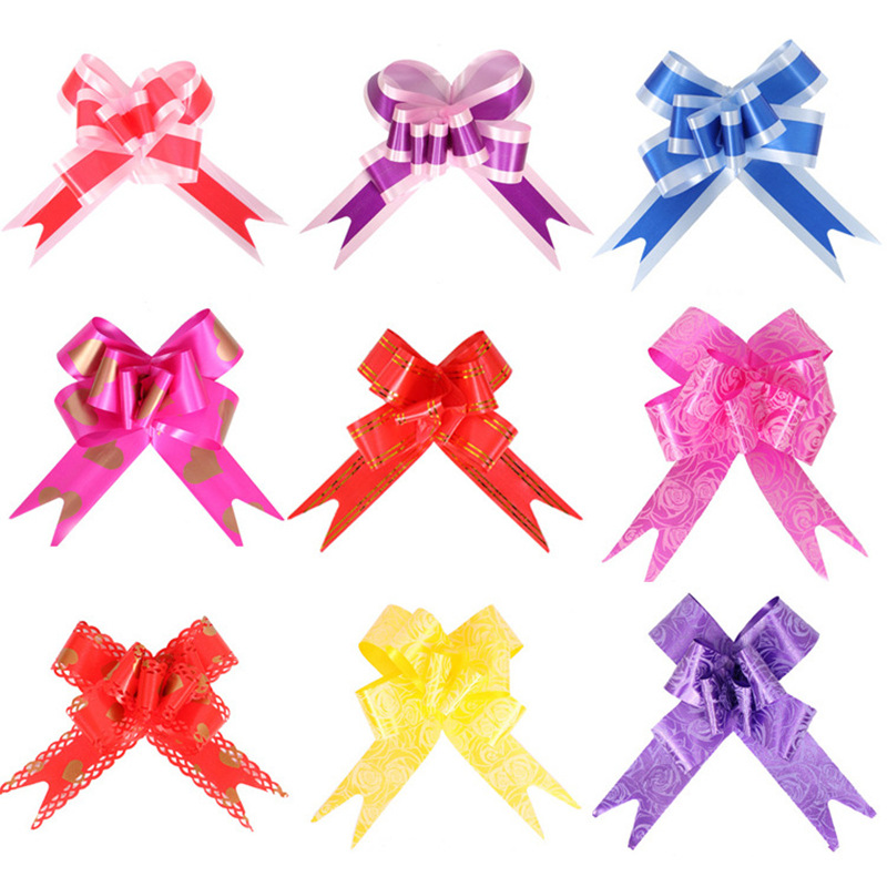 批发婚车装饰手拉花 5cm大号蝴蝶结花束礼品包装车门把手婚庆彩带