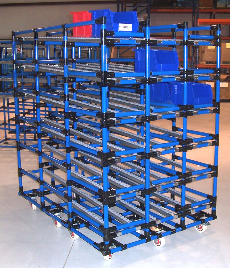 中轻型复合管货架 组装线棒货架 精益管自制货架 流利条移动货架