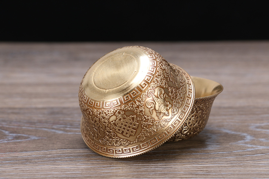 圆通佛具藏传佛教密宗用具七供水杯八供碗 全铜八吉祥碗