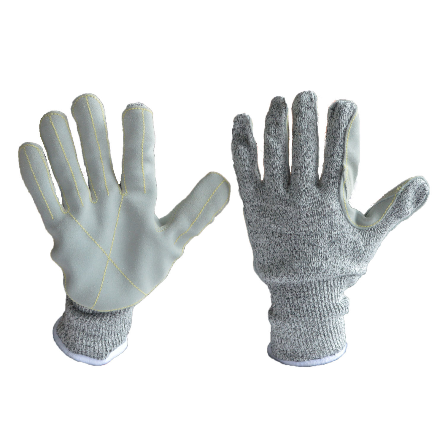 新款热销 5级防割贴皮防刺手套 高强聚乙烯hppe牛皮防割防护手套