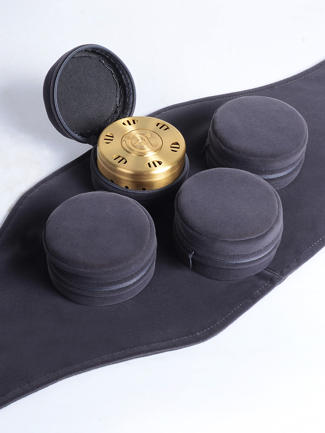 植绒家用纯铜艾灸盒 随身灸布套无烟加厚多功能艾灸服 四联艾灸衣