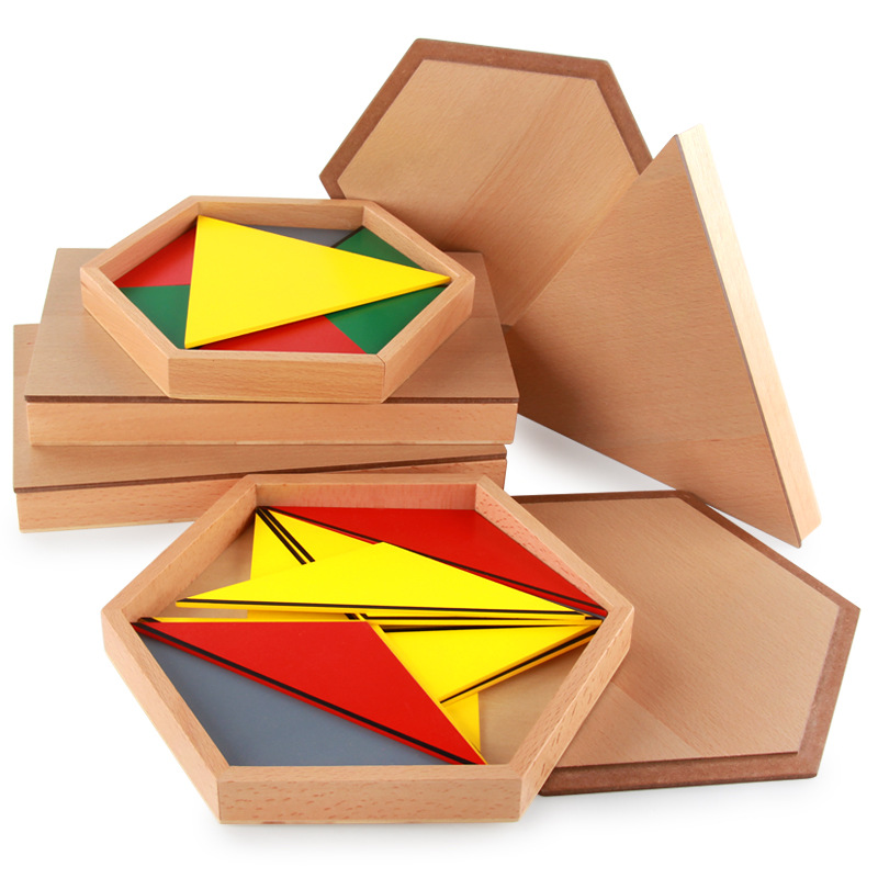 蒙氏教具蒙台蒙特梭利幼儿园早教中心益智玩具拼图积木构成三角形