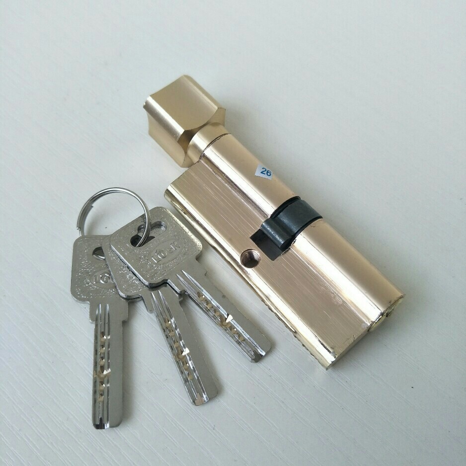 金色锌合金锁芯室内门小70锁芯 木门锁具配件梅花旋扭锁芯单开