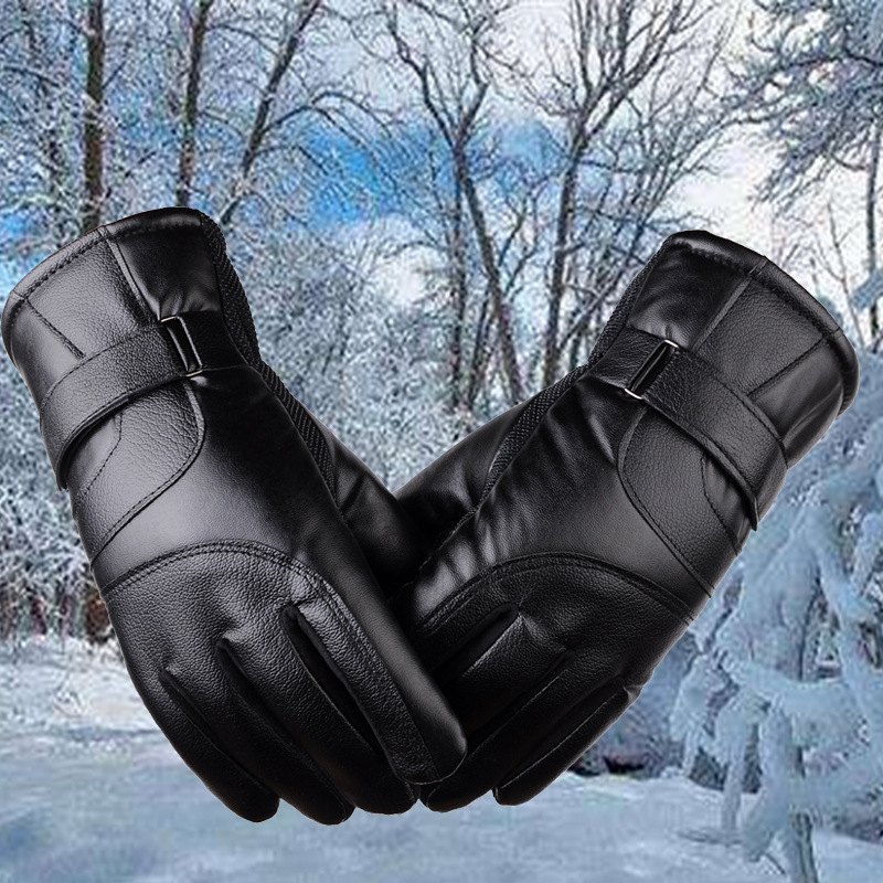 冬季保暖男士触屏手套加厚内里登山骑行户外防滑触屏下雪大棉手套