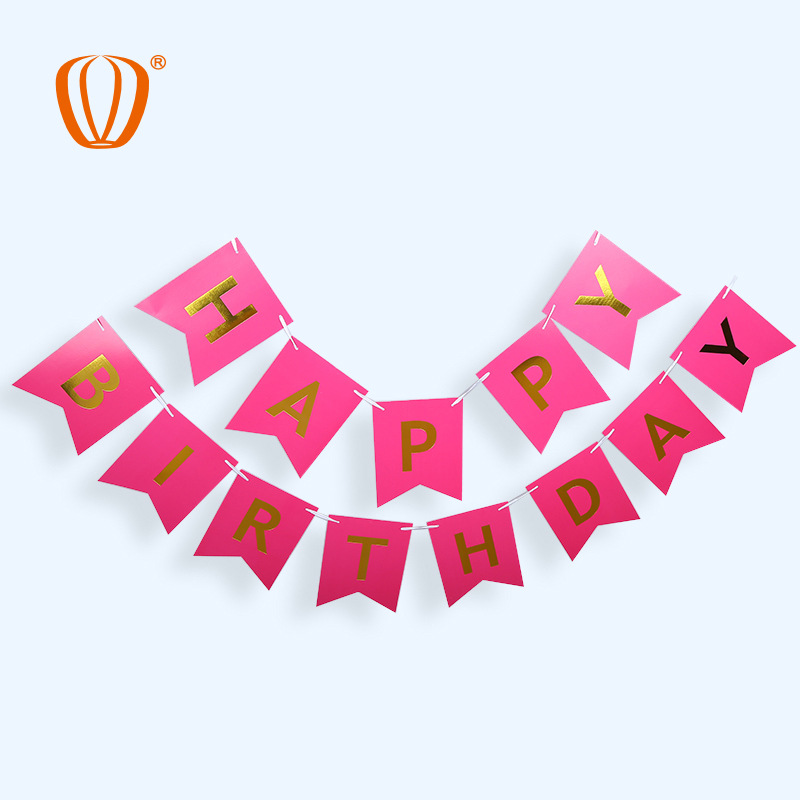 闪金纸质生日happy birthday 字母拉旗鱼尾 派对装饰拉条串旗拉花