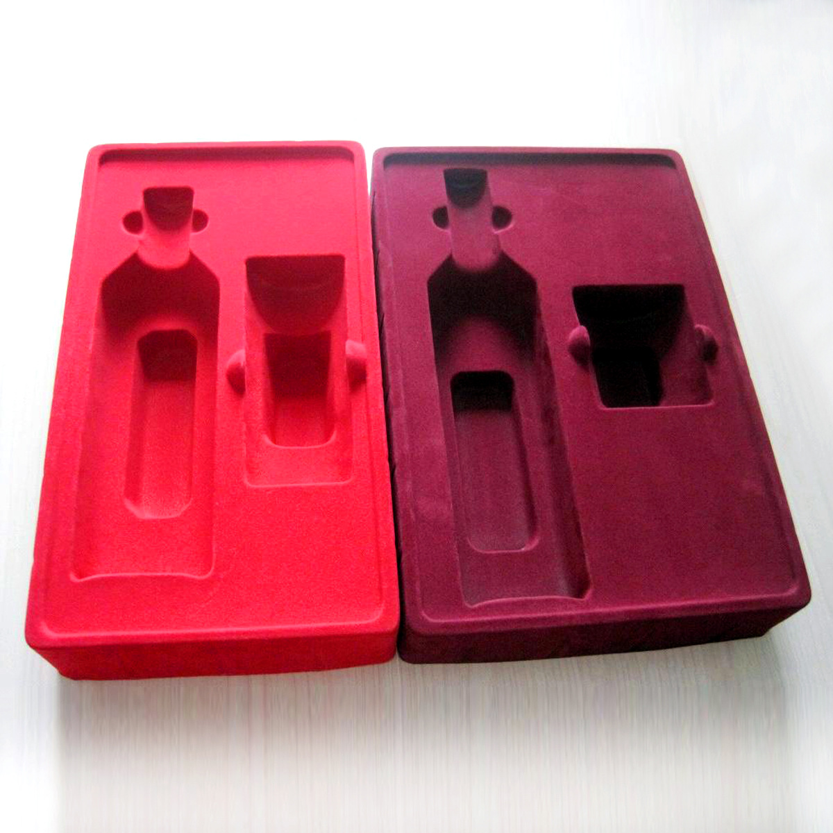 厂家专供 植绒红酒吸塑内托 青岛吸塑 高档酒类塑料内托 塑料包装