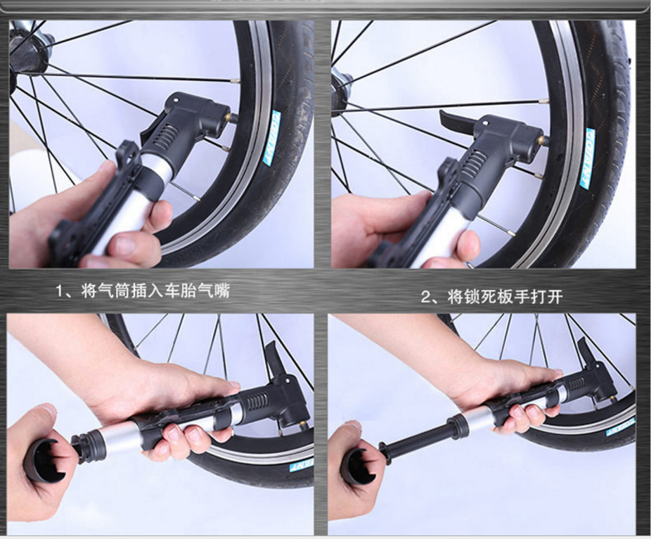自行车迷你打气筒迷你充气筒 铝合金便携式山地车打气筒2728气筒