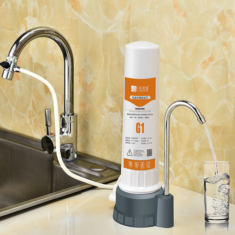 厂家直销台上式家用净水器单级台式净水机厨房过滤陶瓷滤芯可清洗