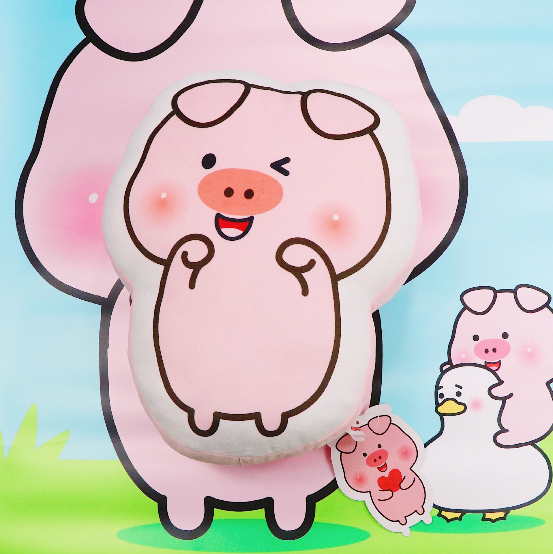 小笨猪治愈萌系公仔 20cm粉色可爱创意猪抱枕 车载抱枕品现货