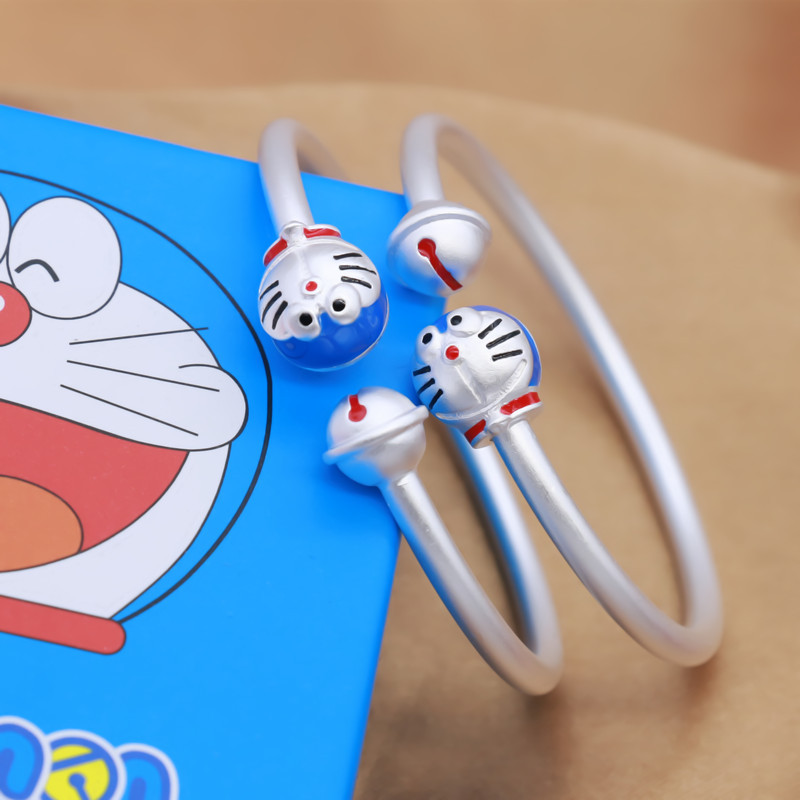 s990纯银儿童手环蓝胖子哆啦a梦叮当猫手镯亲子款大人小孩同款