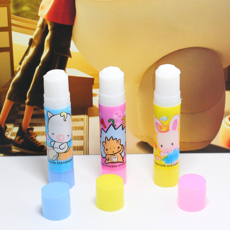 南韩办公用品 固体胶 彩色卡通图案 固体胶棒 环保无毒 粘性强