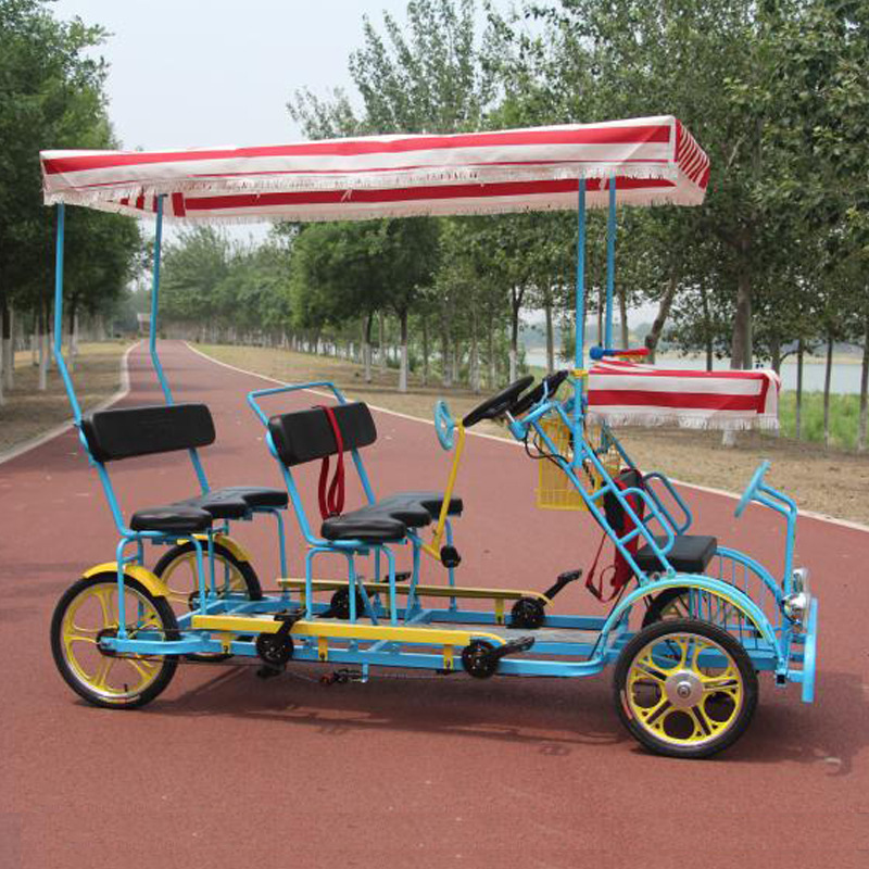 四轮观光自行车旅游出租批发豪华四人多人情侣脚踏四轮