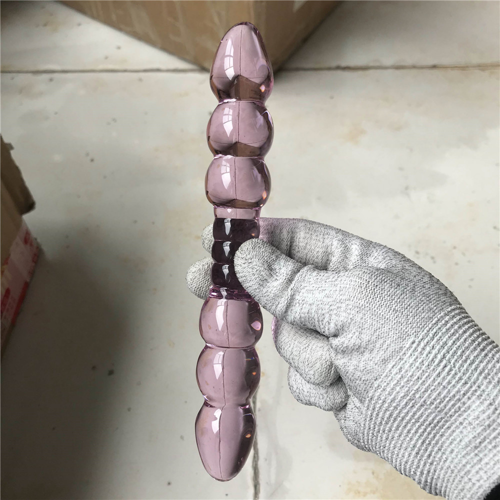 zcz六珠双头水晶玻璃阳具男女成人用品冰火棒自慰器具后庭肛门塞