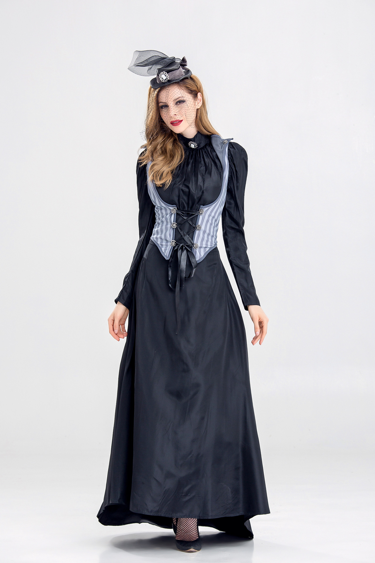 2018年新款欧美宫廷黑暗女王吸血鬼伯爵服装主题派对聚会演出服装