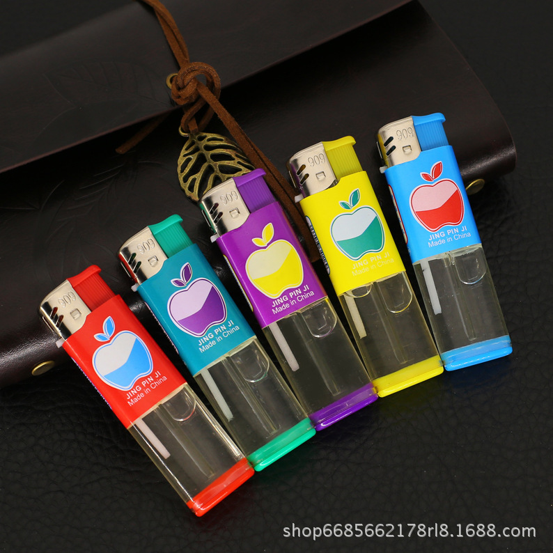 Disposable Electronic Xifeng Lighter Wholesale Factory Direct Sales Advertising Machine Thickened 909 Half Pack Painting Apple China