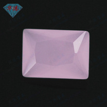 华港宝石 长方形直角粉玉玻裸石沙底 粉蛋白玻璃戒面仿钻批发配件